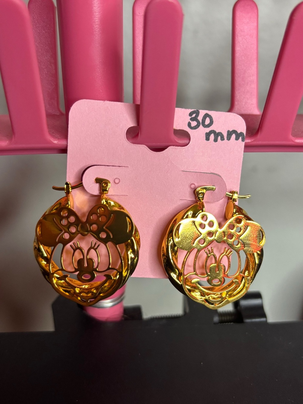 Gold-plated Minnie Mouse Cutout Hoop Earrings 30 mm